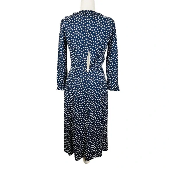 Reformation Heidi Navy And White Floral Midi Dress. - Picture 7 of 12